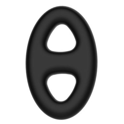 Чёрное эрекционное кольцо с петлёй для мошонки от Baile