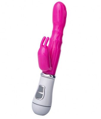 Ярко-розовый вибратор ToyFa A-toys с клиторальным стимулятором - 13 см. от A-toys