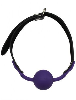 Фиолетовый силиконовый кляп-шарик на ремешках от Eroticon