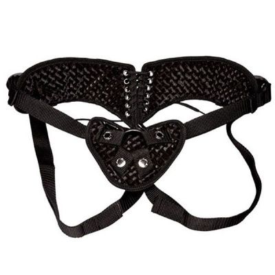 Черные трусики-джоки со шнуровкой для страпона от Lux Fetish