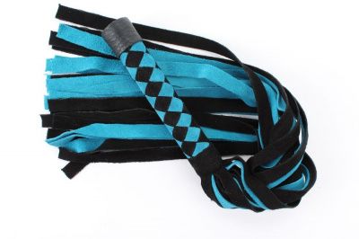 Черно-голубая замшевая плеть с ромбами на ручке - 58 см. от БДСМ Арсенал