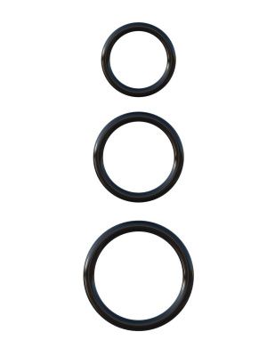 Набор из трех черных эрекционных колец Silicone 3-Ring Stamina Set от Pipedream