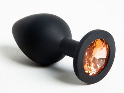 Черная силиконовая пробка с желтым стразом - 8,2 см. от 4sexdreaM