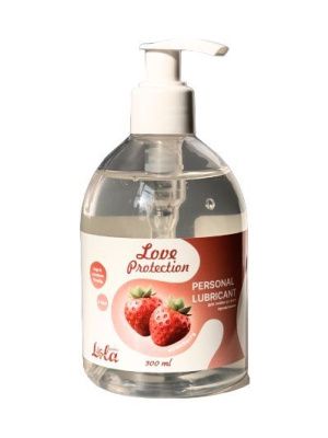 Лубрикант на водной снове Love Protection Strawberry с ароматом клубники - 300 мл. от Lola Games