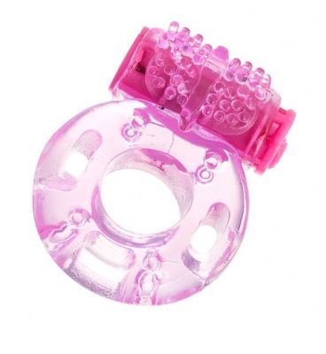 Розовое эрекционное виброкольцо из эластичного геля от ToyFa