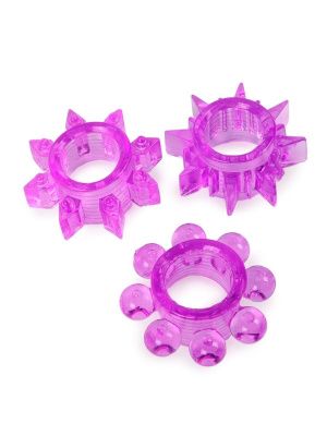 Набор из 3 лиловых эрекционных колец различной формы от Erowoman-Eroman