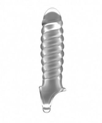 Прозрачная ребристая насадка Stretchy Penis Extension No.32 от Shots Media BV