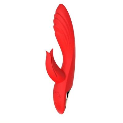Красный вибратор-кролик 5’’ Silicone Kissing - 20,2 см. от Erokay