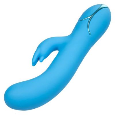 Голубой вибромассажер Insatiable G Inflatable G-Bunny с функцией расширения - 21 см. от California Exotic Novelties