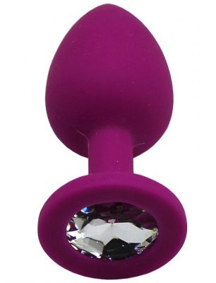 Пурпурная анальная пробка с фиолетовым кристаллом - 7,4 см. от Eroticon