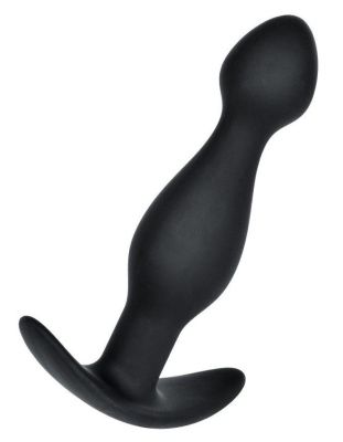 Черная силиконовая анальная пробка с ограничителем - 11,5 см. от A-toys