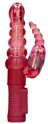 Красный вибратор-кролик Rotating Bubbles - 23,2 см. от Shots Media BV