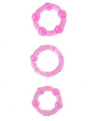 Набор из 3 стимулирующих эрекционных колец розового цвета от ToyFa