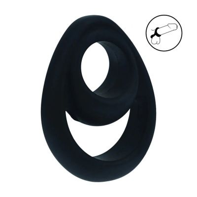 Черное эрекционное кольцо Double Ergo Silicone Cockring от Shots Media BV