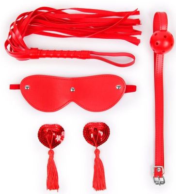 Пикантный набор БДСМ из 4 предметов в красном цвете от Bior toys