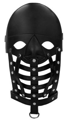 Черная маска-шлем Leather Male Mask от Shots Media BV