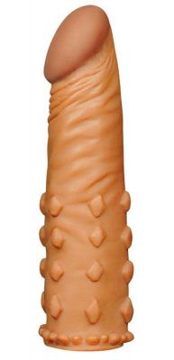 Коричневая насадка-удлинитель Add 2  Pleasure X Tender Penis Sleeve - 18 см. от Lovetoy