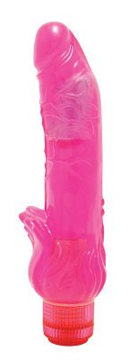 Вибромассажер розового цвета из силикона с усиками для стимуляции клитора - 20,3 см. от Seven Creations