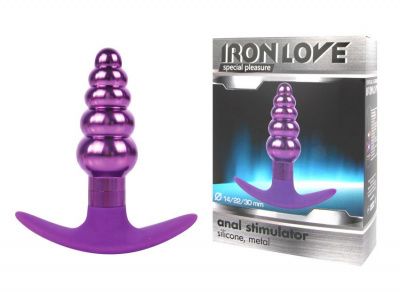 Фиолетовая анальная втулка из металла и силикона - 9,6 см. от Bior toys