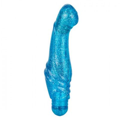 Голубой вибратор с блёстками G Glitz - 17,5 см. от California Exotic Novelties