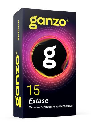 Презервативы анатомической формы с точечной и ребристой структурой Ganzo Extase - 15 шт. от Ganzo