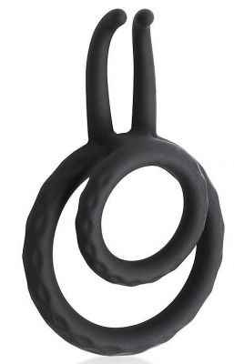 Черное двойное эрекционное кольцо с усиками от Bior toys