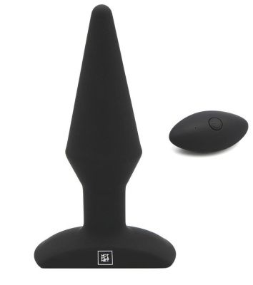 Черная анальная вибропробка с пультом ДУ Uranus - 12,8 см. от HOT planet