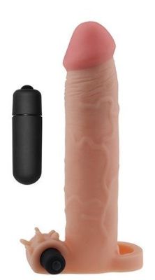 Телесная удлиняющая вибронасадка на пенис - 20 см. от Lovetoy