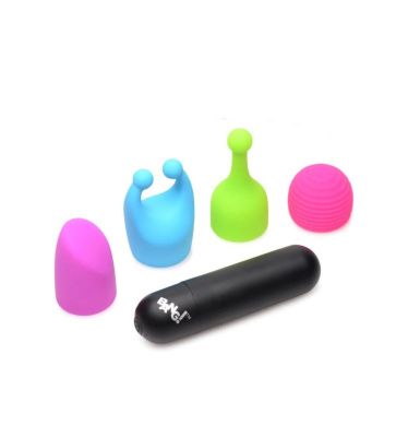 Вибропуля с 4 эластичными насадками Rechargeable Bullet With 4 Attachments от XR Brands