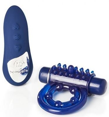 Синее эрекционное виброкольцо REMOTE BULLET COCKRING от NU Sensuelle