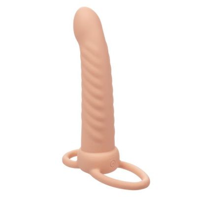Телесная насадка для двойного проникновения Rechargeable Ribbed Dual Penetrator с вибрацией от California Exotic Novelties