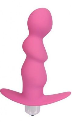 Розовый рельефный вибромассажер с ограничителем - 9,5 см. от Bior toys