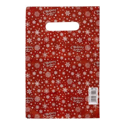 Красный подарочный новогодний пакет с вырубной ручкой (20х30 см) от Сима-Ленд