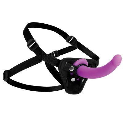 Лиловый поясной страпон Navigator Silicone G-Spot Dildo with Harness - 17,8 см. от XR Brands