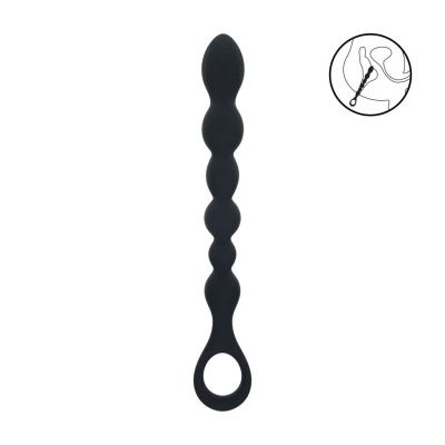 Черная силиконовая цепочка Beaded Snake Silicone Anal Probe with Loop - 26 см. от Shots Media BV