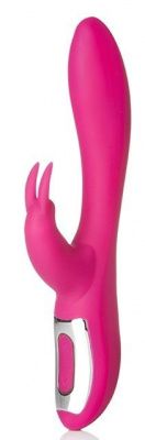 Розовый силиконовый вибратор GISELLE RABBIT со стимулятором клитора - 22,1 см. от NU Sensuelle