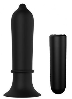 Черный вибромассажер для анальной стимуляции TORPEDO PLUG - 11,2 см. от Dream Toys
