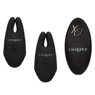Черные зажимы для сосков с дистанционным управлением Silicone Remote Nipple Clamps от California Exotic Novelties