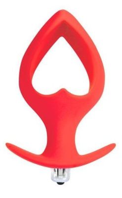 Красная анальная вибровтулка в форме сердечка - 14 см.  от Bior toys