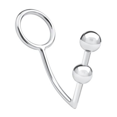 Кольцо на пенис с анальным стимулятором Two Bead Stainless Steel Anal Hook   Cock Ring от BlueLine