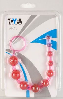 Розовая анальная цепочка из 10 шариков - 25 см. от ToyFa