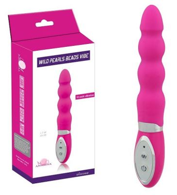 Розовый вибратор с наплывами тельца Wild Pearls Beads Vibe - 18 см. от Howells