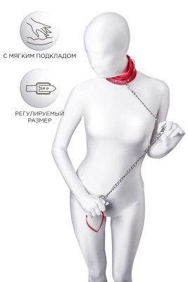 Красный ошейник с подкладкой из меха от ToyFa