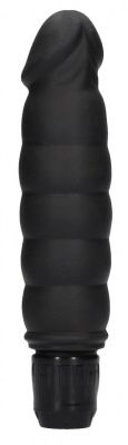 Черный вибромассажер Ribbed Multispeed Vibrator - 17 см. от Shots Media BV