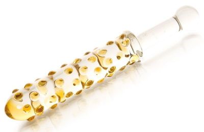 Стеклянный анальный фаллос с выпуклыми точками - 24 см. от Sexus Glass