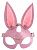 Розовая кожаная маска  Зайка  с длинными ушками от Sitabella