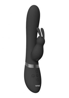 Черный вибромассажер-кролик Taka - 21,3 см. от Shots Media BV