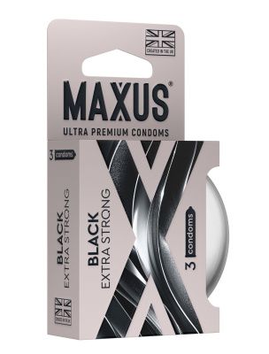 Черные утолщенные презервативы MAXUS Extra Strong с железным кейсом - 3 шт. от Maxus