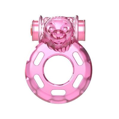Розовое эрекционное кольцо с вибрацией Pink Bear от Baile