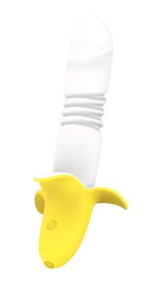 Мощный стимулятор в форме банана с возвратно-поступательными движениями Banana - 19,3 см. от Devi
